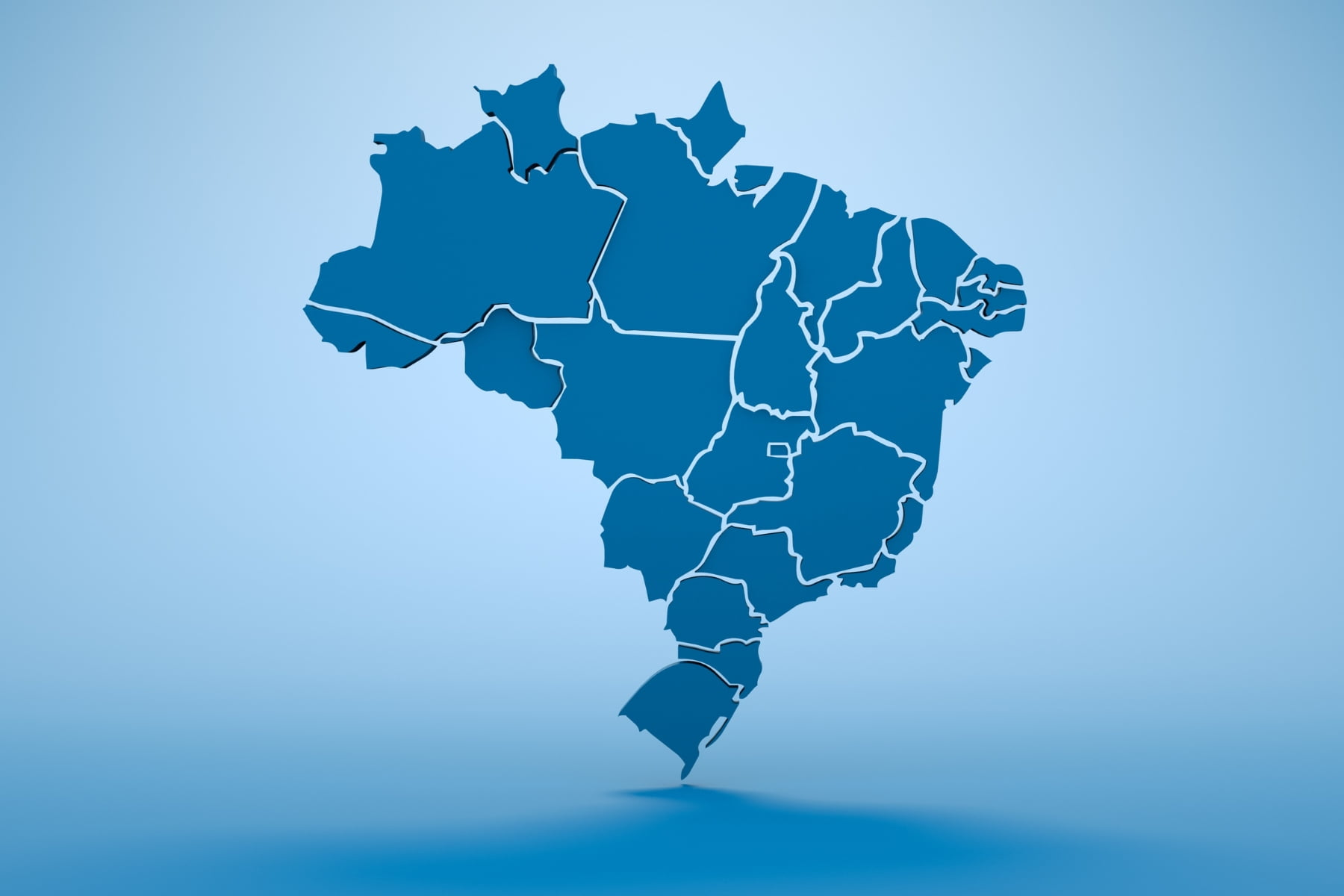 Mapa do Brasil dividido por estados com exemplo de presença territorial